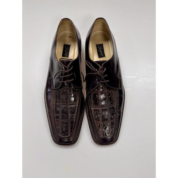 Steve Harvey Sinclair Croc Embossed Leather Derby Shoes Brown Mens 10.5 main image 7